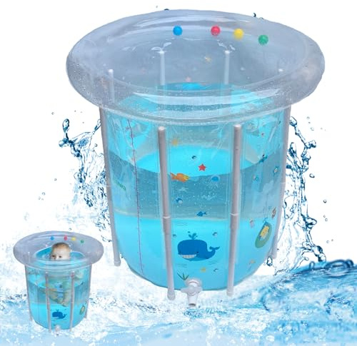 Piscina para bebés de 29.5x31.5in, patrón de dibujos animados inflables de piscina para niños con drenaje PVC