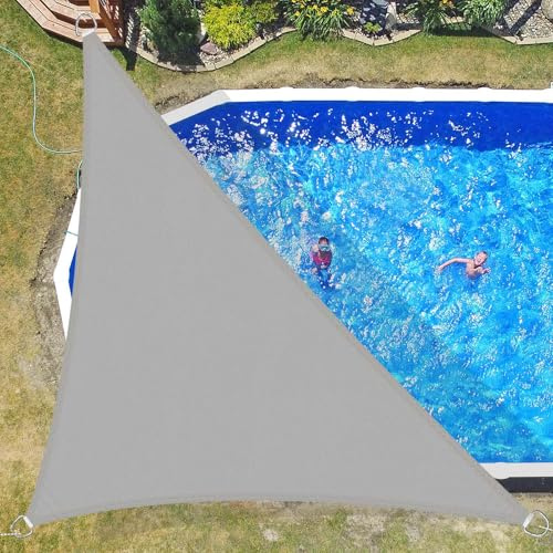 SRHIMEOS Vela Parasole Impermeabile Esterno 6x6x6m, Tende a Vela Triangolare HDPE Traspirante, Telo Ombreggiante Giardino Protezione Raggi UV 95%, Antivento, Antipioggia