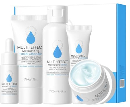 Autmor Set Skincare Viso Completo Skincare Kit Viso Idratante Nutriente E Olio Controllo Adatto A Tutti I Tipi Di Pelle Ideale Per Regalo Donna Beauty Con Mini Size Da Viaggio (Amino Acid 5pcs)