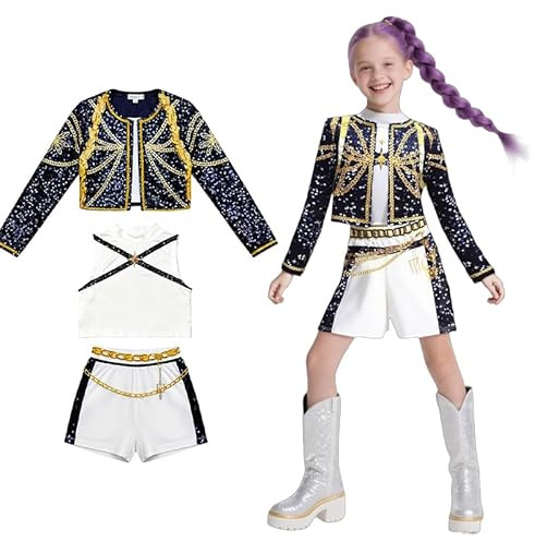 AQDJWHM Koreanpop Demon Filles Costume, Rumi Anime Cosplay Costume, pour Carnaval Cosplay (150)