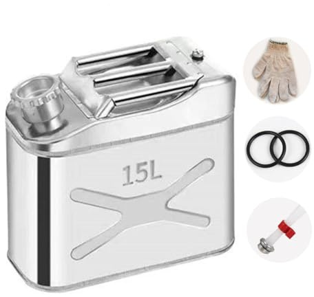 Genérico 5l,10l,15l 20l Bidones De Gasolina con Depósito De Reserva,Bidón De Gasolina De Acero Inoxidable Grueso Y Antiderrames,Boquilla Retráctil,para Motocicletas,Automóviles,15L