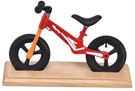 TOPINCN Mini Mountains Bike, Playhouse Bicycled Miniature Figurine, Metal Composite Wood Cycle Model with Base Board for Dollhouse Decoration, Detailed Collectible for Display (Red)
