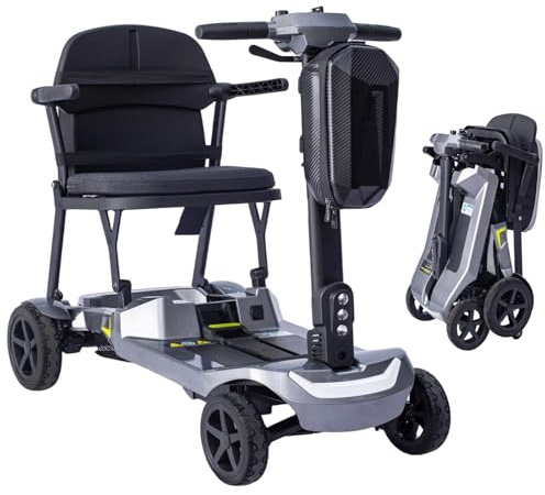 Elektromobile Für Senioren Und Erwachsene Faltbar Mit Zwei Herausnehmbaren Akkus Mit Staufächern Vorne Und Hinten Leicht Faltbar Flugtauglich Silver