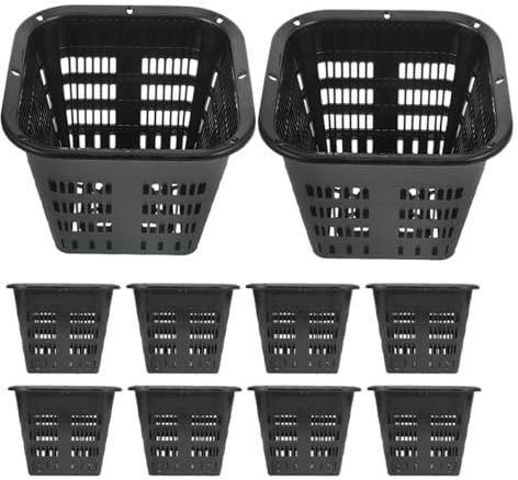 Angoily 10 Macetas de Red de Plástico para Hidroponía, Reutilizables y Resistentes, Ranuras para Control de Raíces, Ideales para Terraza y Cultivo Hidropónico