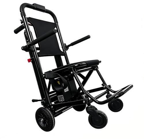 HZWJD Treppensteiger Rollstuhl Für Erwachsene,Elektrischer Treppenlift Stuhl,Sackkarre Treppensteiger Elektrisch,Inklusive Lithium-Batterie,Maximale Tragkraft 159 Kg Black