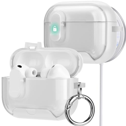 HITZEE Custodia per Cover AirPods Pro 3 2025 con Supporto per Telefono, Cover Protettiva in TPU per AirPods 3ª Generazione con Chiusura Magnetica Automatica, Compatibile con MagSafe, Bianco
