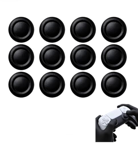 12PCS PS5 Thumb Grips, PS5 Controller Accessories Thumb Grips Compatible with PS5/PS4 Controllers, PS5 Controller Grips, Wear-Resistant Joystick Caps PS5 Controller Accessories Black
