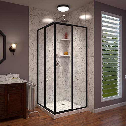 DreamLine Cornerview 40 7/16 inch D x 40 7/16 inch W x 72 inch H Framed Sliding Shower Enclosure in Matte Black