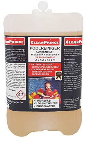 CleanPrince Poolkant renare poolrenare 5 liter alkaliskt koncentrat för poolväggar, baldakin, skydd | rengöringsmedel poolvårdsprodukter, ytterväggar