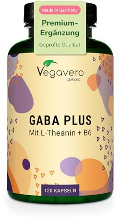 Vegavero GABA Plus | 1000 mg GABA + 90 mg L-Teanina + Vitamina B6 | Apoyo Antiestrés, Relajación y Sistema Nervioso | Testado en Laboratorio | 120 Cápsulas | Vegano y Sin Aditivos