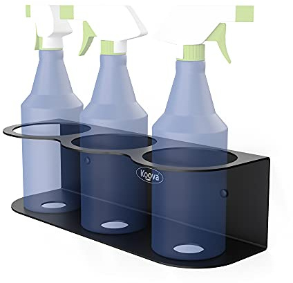 Koova 3 All-Purpose Spray Bottle Holder | Easy Install Wall Mount Hardware Included | Heavy-Duty Powder Coated Steel Storage Rack for Garage And Home | Craft Workspace Paint Bottle Organizer USA Made