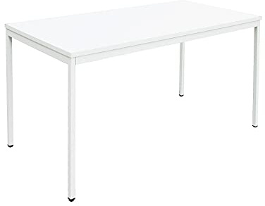 Schrank & Stuhl Schreibtisch – Bürotisch mit Holztischplatte und verstellbaren Füßen, einfache Montage und leicht zu reinigen, 120 x 80 cm, Weiß
