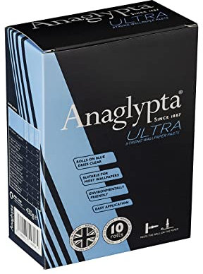 Anaglypta® ULTRA Strong Wallpaper Paste - 10 Roll Box - Rolls on BLUE, Dries CLEAR for Easy Application