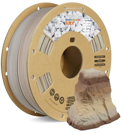 OVERTURE Rock PLA Filament 1.75mm, Marble PLA 1kg Spule (2.2lbs), Maßgenauigkeit +/-0.02mm, für Drucker 3D (Fossil Rock)
