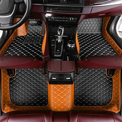 Custom Auto-Fußmatten für Citroen für C2 C3 C4 C5 C6 DS3 DS4 Leder Wasserdicht Abriebfest Mit Aufbewahrungstasche Auto-Fussmatten,Farben:Orange-schwarz