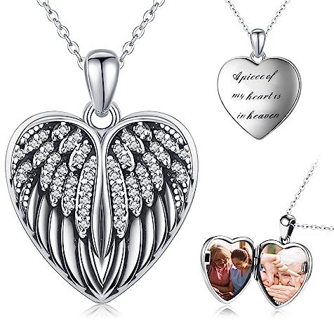 CHENGHONG Médaillon à ouvrir pour photos - En argent sterling 925 - Pendentif en forme de cœur - Personnalisable - Cadeau pour femme, Argent sterling