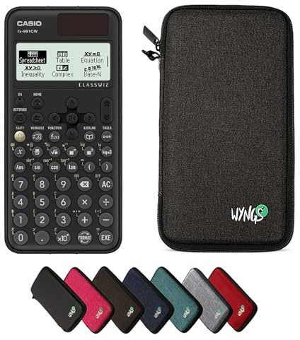 Casio fx-991CW ClassWiz inkl. WYNGS Schutztasche Dunkelgrau - Wissenschaftlicher Taschenrechner - Basic Set