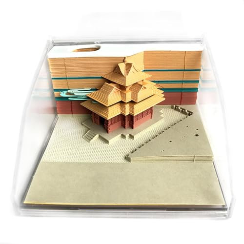 Abreißkalender 2024, Notizblock, 3D-Notizblock, chinesisches traditionelles Gebäude, Zeitmesser-Kalender 2024, kreative Papierschnitzkunst, Postnotizen, DIY-Dekoration for Zuhause, Weihnachten, Schrei