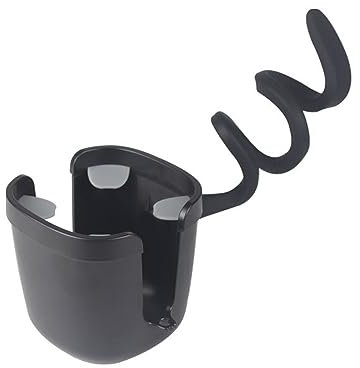 Hyclam Sujeta Vasos Universal, Portavasos Ajustable para Cochecitos, Sillas de Ruedas, Andadores, Soporte para Bebidas, 2 en 1, Organizador de Botellas, Negro