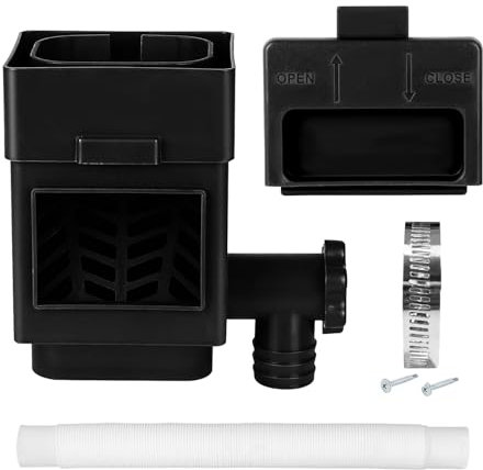 Raccolta acqua piovana, raccoglitore di pioggia, adatto per tubi di caduta standard da 2 x 3 x 4 pollici, deviatore per tubo di scarico con valvola regolabile e filtro, tubo da 5 piedi (nero)