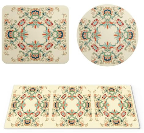 EHOMERY Tapis de Souris Fille Tapis Souris Gaming Personnalisable Fleur Tapis de Souris XXL Anime Tapis Souris Vintage - 3 Pack [30x80 cm, 20x24 cm and Dia 20 cm]