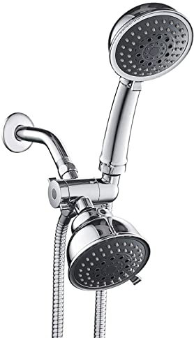 Ensemble de Douche, pommeau de Douche combiné N/A, pommeau de Douche Double, pommeau de Douche à Main Haute Pression 2 en 1 avec Tuyau en Acier Inoxydable, inverseur à 3 Voies avec Prise, ch