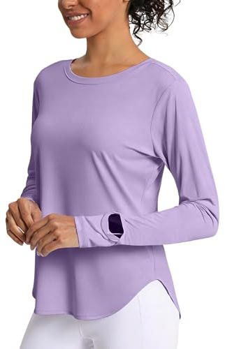 CHALLMOTI Women's Sun Shirts UPF 50+ Long Sleeve UV Protection Shirt Rash Guard Lightweight Quick Dry SPF Workout Hiking Tops Purple XXL