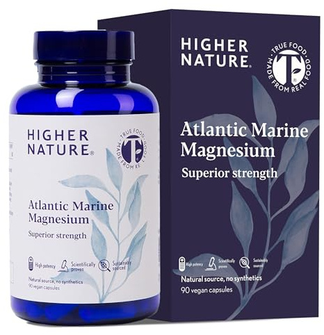 Higher Nature Atlantic Marine Magnesium Supplement 300mg - 90 Capsules | True Food® Formula, Natural Source, High Strength Magnesium Supplements, Enhance Calm, Support Bone, Muscle, Sleep & Energy