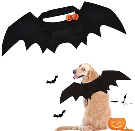 Ali di Pipistrello per Animali Domestici,Costume da Cane di Halloween,Costume Di Costume Per Cani,Decorazione di Cosplay per Feste,Halloween Cane Gatto Con 2 Zucca Bells Ali Pipistrello