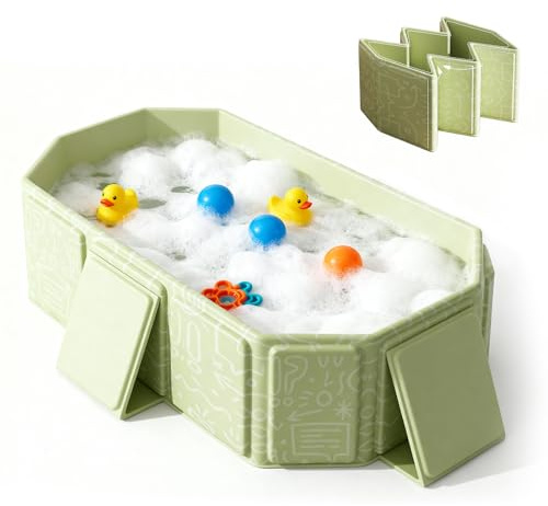Tragbare Faltbare Babybadewanne, Baby Badewanne, Kleinkindbadewanne, Tragbares Duschbecken mit Newborn Support Baby Wanne für 0-8 Jahre Integrierte Badewanne mit Ablassschraube