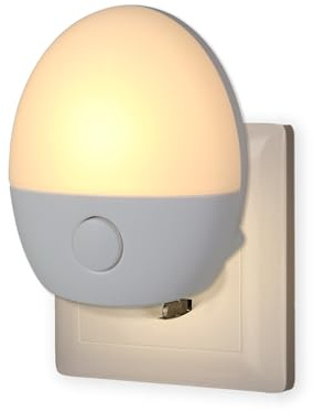 Wetry Kinder Nachtlicht Steckdose mit Schalter, Oval, 1 Stück | Warm und Kalt Weiß Umschaltbar, 0,78W, Druckschalter, Blendfrei, Küche Nachtbeleuchtung