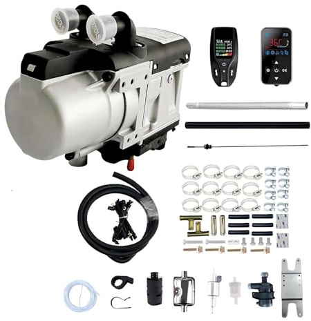Calefacción Estacionaria de Agua 5,2KW 12V/24V Precalentador de Motor Diesel con Bomba de Agua Silenciosa para Camión Camper Caravana Barco y Vehículos Industriales Kit(24V)
