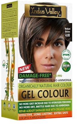 Indus Valley Natural Organic Damage Free Permanent Gel Hair Color Up to 100% Gray Coverage |Doctor Recommended| Bio Natural Certified (Medium Brown)