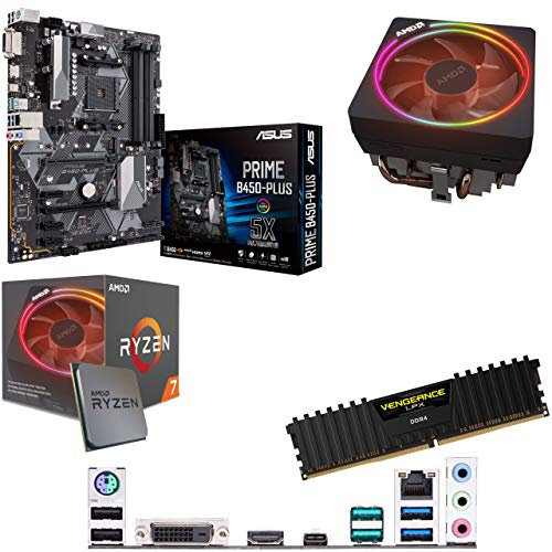 Components4All AMD Ryzen 7 2700X 3.7GHz (Turbo 4.3GHz) Eight Core Sixteen Thread CPU, ASUS PRIME B450-Plus Motherboard & 4GB 3000MHz Corsair DDR4 RAM Pre-Built Bundle