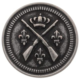 silber antik eisen flach Metall Ösen Knöpfe mit Gewehr Krone Motiv 20mm (5 Stück)