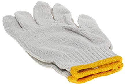 Othmro Weiße Handschuhe mit gelbem Rand, waschbarer Handschuh, Baumwollhandschuhe, nahtlos Arbeitshandschuhe, schützende industrielle Arbeitshandschuhe, gut für Holzarbeiter, Fabrikarbeiten