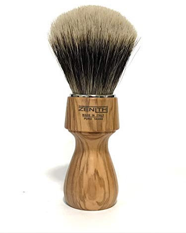 Zenith Barber Rasierpinsel mit 100% echtem Manchurian Dachshaar (beste Dachshaar) - Badger - Griff aus Olivenholz - Made in Italien - mit Geschenkbox