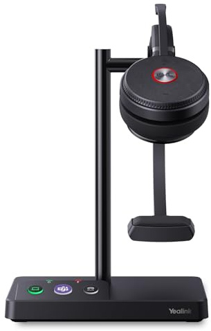 Yealink WH62 Wireless DECT Headset Microsoft Teams Certified, Single Ear Headset with Microphone, for Desk VoIP Phone, PC Computer Laptop Softphone, Wireless Range 160m, 14h Talk Time