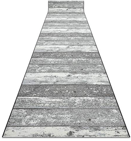 rugsx Passatoia corridoio WOOD Tavole - moderna e resistente, ideale per cucina, soggiorno e ingresso, grigio 80x260 cm