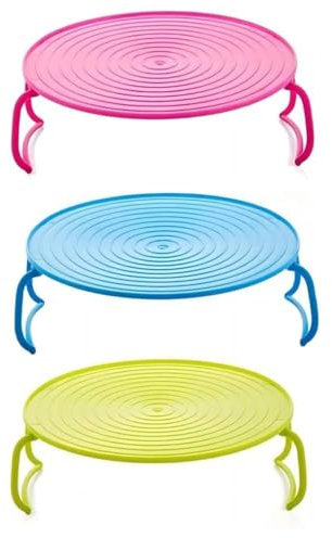 LATRAT Lot de 3 plateaux ronds pour four à micro-ondes - Grille en plastique - Assiettes à vapeur - Assiettes à micro-ondes