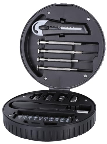 Angoily Caja De Herramientas En Forma De Rueda 5.31X5.31X2.36 Pulgadas Kit De Herramientas De Mano para Reparación Básica del Hogar Mecánica Y Mantenimiento De Neumáticos