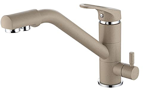 Kitchen Taps Filter 3 Way Kitchen Tap with Water Filter Way 360 Degree Swivel Sink Mixer Tap Drinking Purifier Water Tap-Oatmeal
