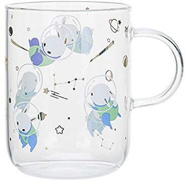 caihuashopping Wassergläser Wasser, Kaffee, Tee-Glas-Schal, einfach, Haus, schöner, kreativ, Transparent, Griff, Kaffeetasse, Praktische Tragegriff, Getränke, Tier, 11,8 Unzen Trinkglas (Color : D)