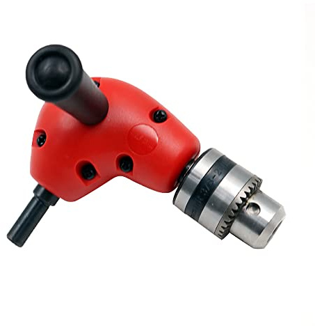 ZONADAH 1-10mm 90 Gradi Gambo Tondo Angolo retto Estensione Adattatore per Trapano mandrino Completamente in Metallo in Acciaio al Carbonio con Gambo da 9,5 mm 3/8 Rosso e Nero