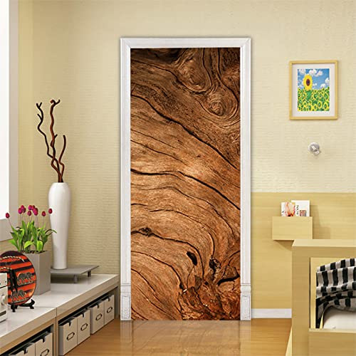 ZZDXL Türtapete Selbstklebend 80x200 Holz, 3D PVC Türaufkleber, Diy Türbild, Türfolie Poster Tapete