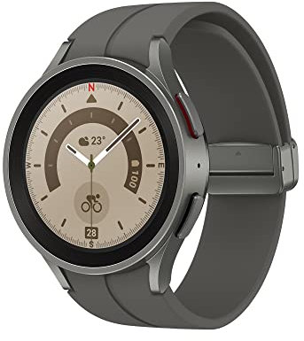 Samsung Galaxy Watch5 Pro Smartwatch, Gesundheitsfunktionen, Fitness-Tracker, ausdauernder Akku, LTE, 45 mm, Grey Titanium