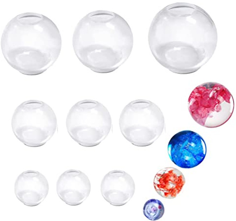 TuNan Lot de 9 moules en résine de silicone 50/40/30/20 mm, 4 tailles, moules pour pendentifs sphéroïdes en résine époxy, décoration de bijoux