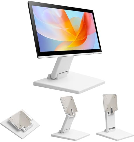 LCD Monitor Stand,Portable Monitors Desk Stand,MYOYAY Adjustable Vesa Monitor Stand with VESA Hole 75x75mm/100x100mm,10-27'' Flat Folding Metal Desk Mount (White)
