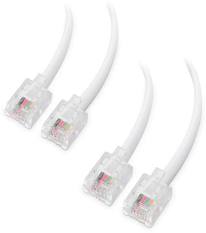 Cable Matters 2er-pack 1m Telefonkabel RJ11 auf RJ11 für Telefon, Internet DSL, ADSL kabel, Modem, ISDN kabel in Weiß - 1 m