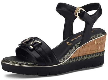 Tamaris Sandales Compensées Femme, Sandales Femme, Noir, 40 UK